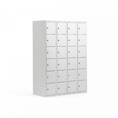 Šatní skříňka, 4 sekce, 24 boxů, 1970x1200x550 mm, šedá/šedá