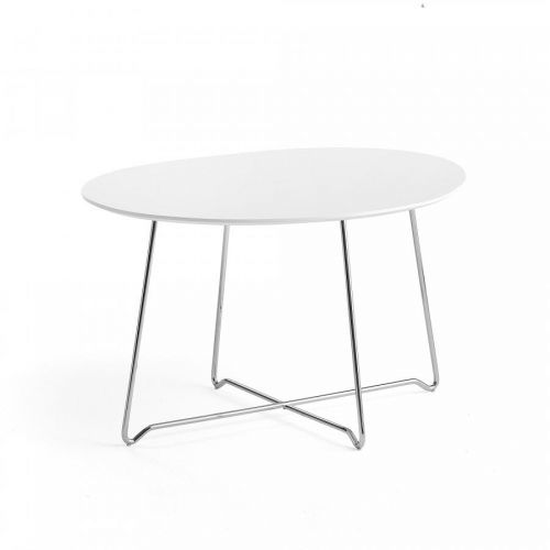 Konferenční stolek IRIS, oválný, 870x670 mm, chrom, bílá deska