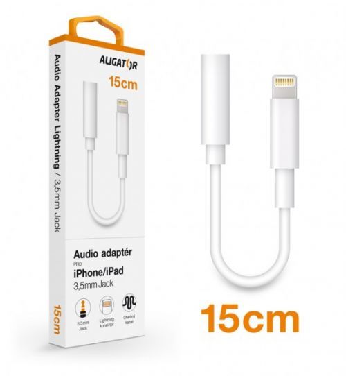 Audio adaptér Aligator Lightning / 3,5mm Jack, bílá