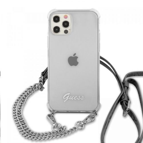 Zadní kryt na Apple iPhone 12/12 Pro, Guess Silver 4G Chain GUHCP12MKC4GSSI, čirá