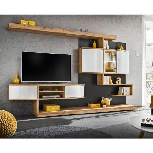 Obývací Stěna Palermo 300cm Wotan / Antracit / Bílý Lesk