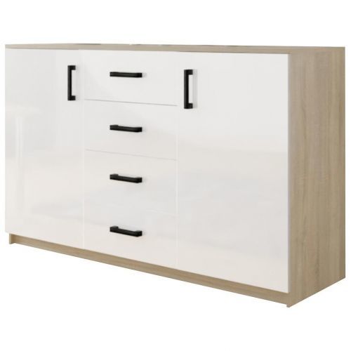 Komoda Bahli 150cm Dub Sonoma/Bílý Lesk