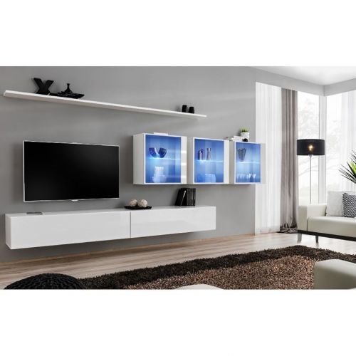 Obývací Stěna Switch XVII Sklo + LED Bílý