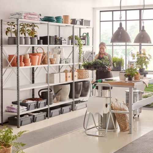 Skladový regál Power, 5 polic, tmavě/světle šedý, 1970x1010x400 mm