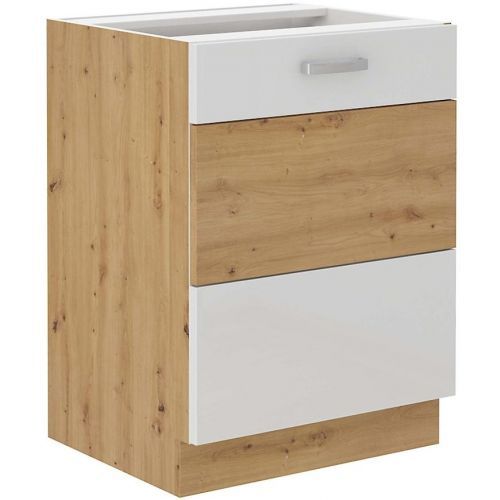 Kuchyňská skříňka Artisan 60D 1F BB, bílá /dub artisan