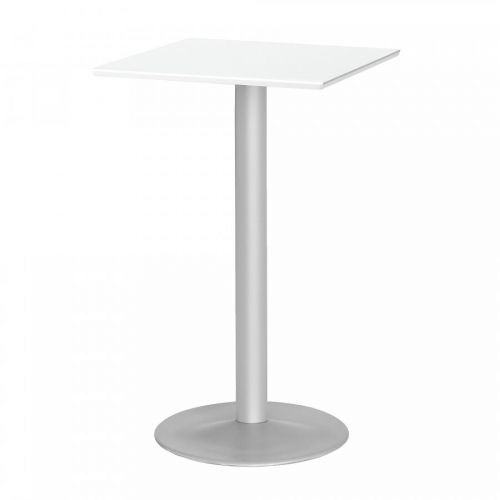 Barový stůl BIANCA, 700x700 mm, HPL, bílá/hliníkově šedá