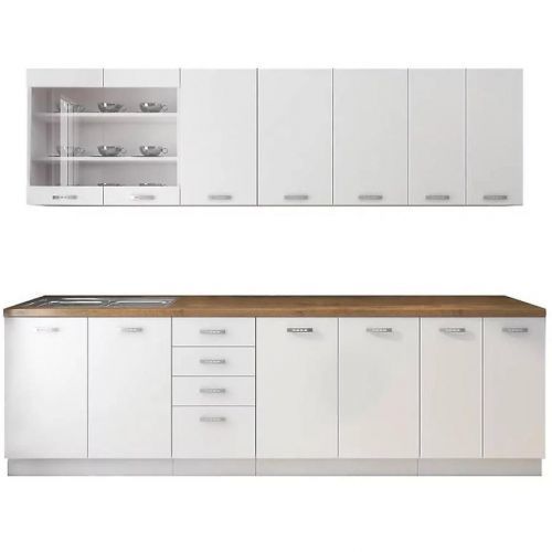 Kuchyňská linka Eko White Mat 260cm Bez Pracovní Deskou
