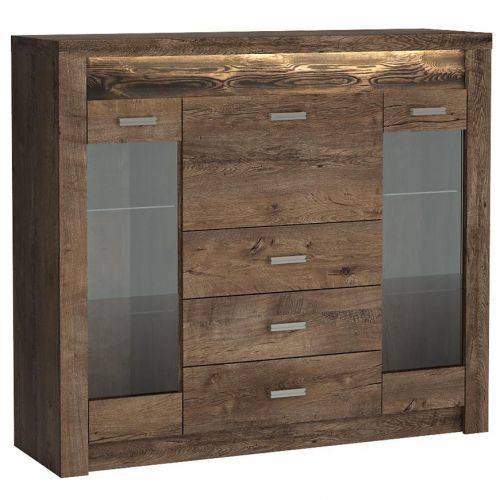 Komoda Sklo Indianapolis 137 cm Jasen Temný