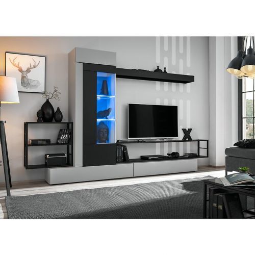 Obývací Stěna Rebel 300cm Černý/Perła Gray