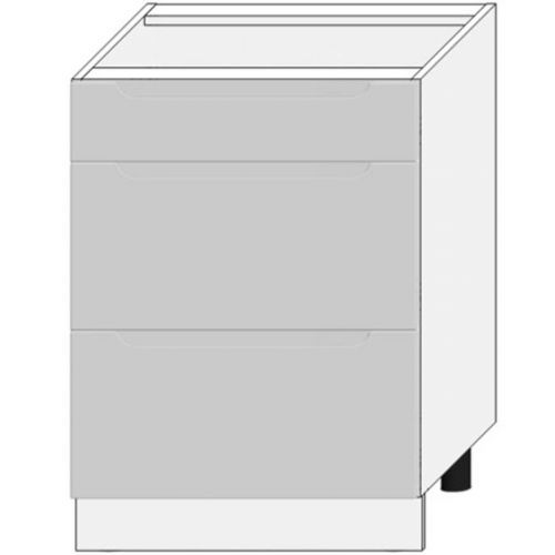 Kuchyňská Skříňka Zoya D60s/3 Světle Šedá Mat/Bílý