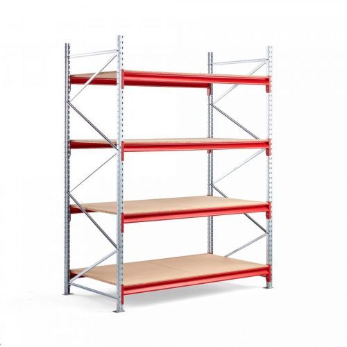 Skladový regál Tough, 2500x1800x1000 mm, 4 dřevěné police