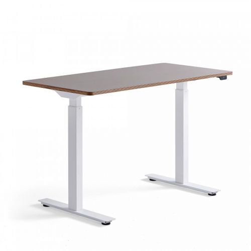 Výškově nastavitelný stůl NOVUS, 1200x600 mm, bílá podnož, jílově šedá deska