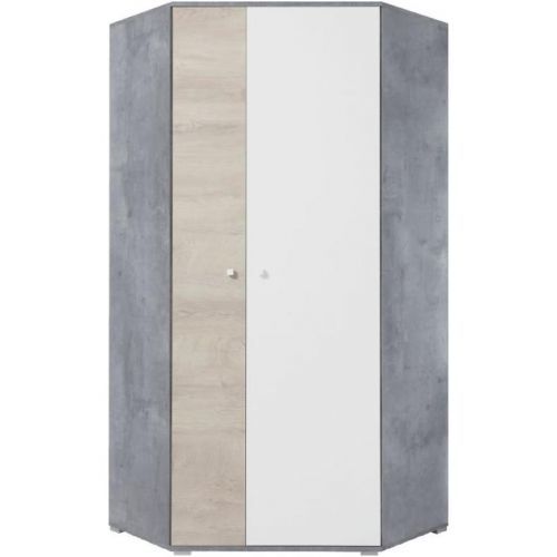 Rohová Skříň Sigma 90cm Beton/Bílá/Dub