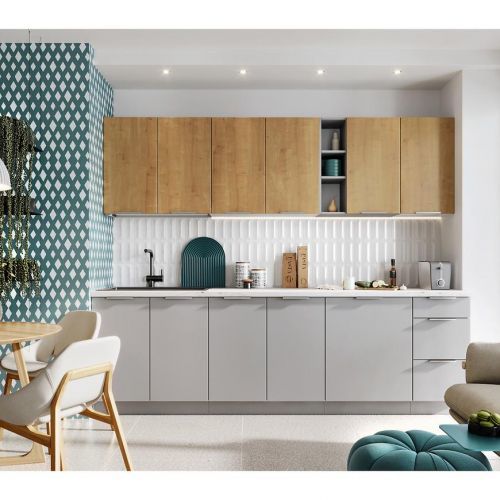 Kuchyňská Linka Emma 260 Dub Burlington/Šedá Platina