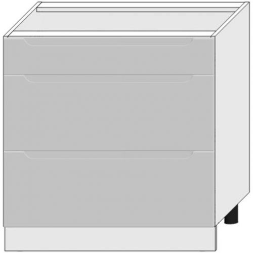 Kuchyňská Skříňka Zoya D80s/3 Světle Šedá Mat/Bílý