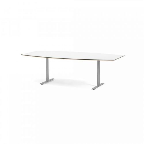 Jednací stůl Selma, 2400x1200 mm, HPL, bílá, hliníkově šedá