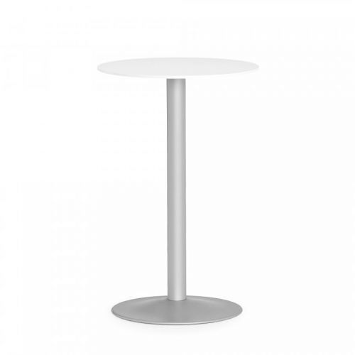 Barový stůl Lily, Ø 700 mm, bílá/hliníkově šedá