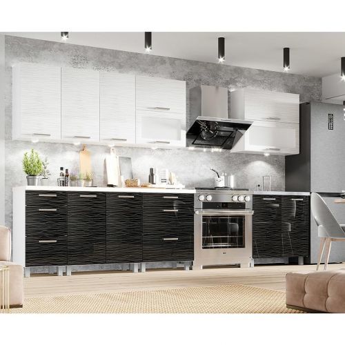 Kuchyňská linka Megan White/Black Hologram Line 260 Bez Pracovní Deskou