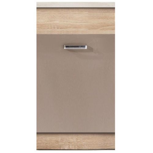 Dvířka na vestavnou myčku Premio 45 + sokl Dub Sonoma/Cappuccino Lesk