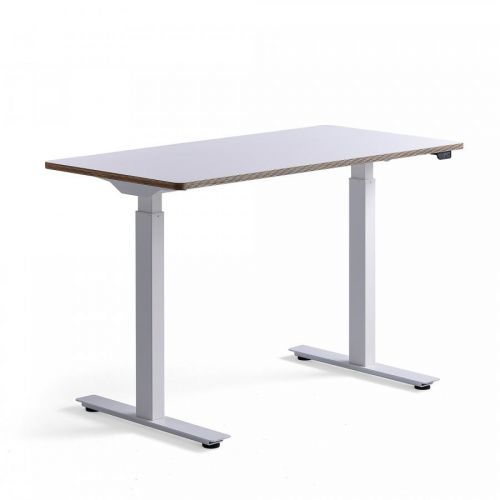 Výškově nastavitelný stůl NOVUS, 1200x600 mm, bílá podnož, bílá deska