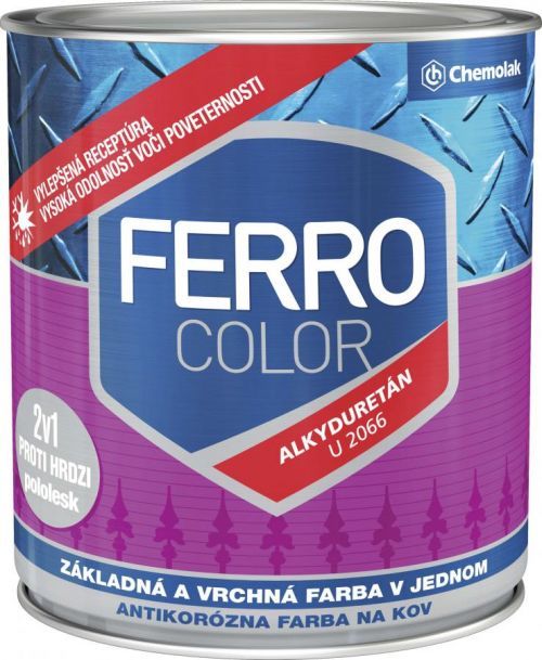 Chemolak Ferro Color U 2066 1003 světle šedá pololesk, 0,3 L