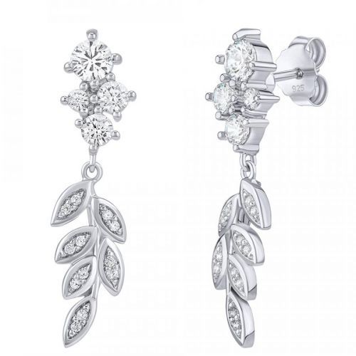 Stříbrné náušnice lístky Stacy s čirými Brilliance Zirconia - FW16519EW
