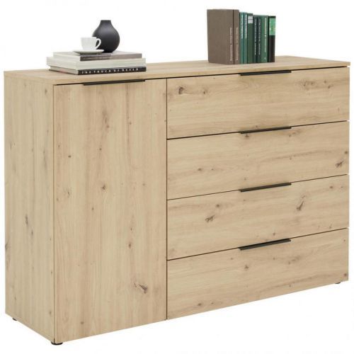 Xora KOMODA, černá, barvy dubu, 135.9/92.9/42 cm