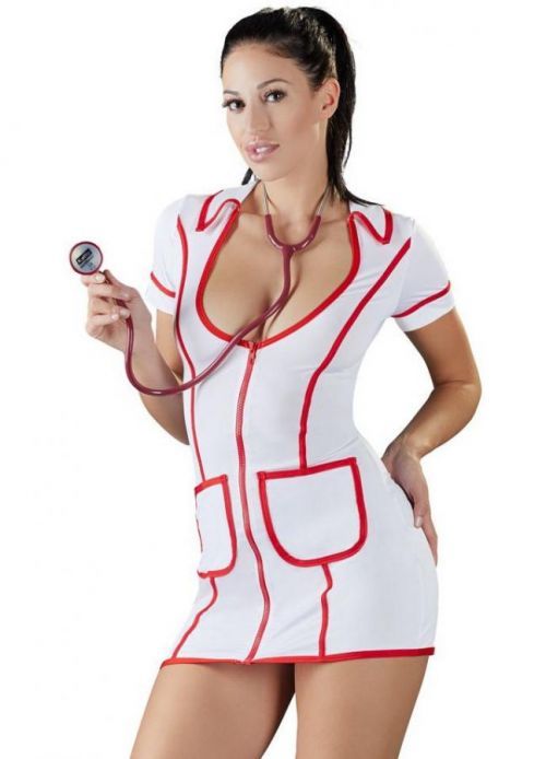 Cottelli Collection Erotický kostýmek Zdravotní sestra – minišaty (Cottelli Collection)