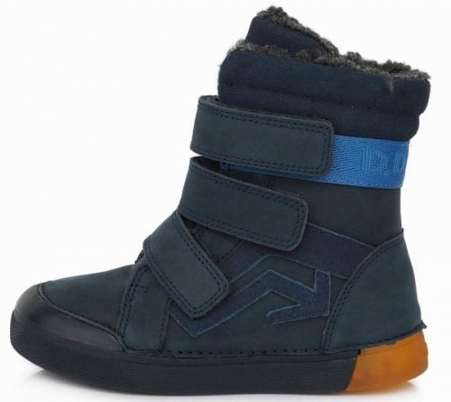 D-D-step chlapecká zimní kožená kotníčková obuv W068-200A tmavě modrá 31