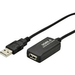 USB 2.0 prodlužovací kabel Digitus DA-70130-4, 5.00 m, černá