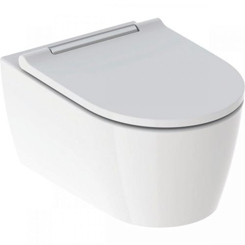 Geberit ONE - Závěsné WC se sedátkem softclose, TurboFlush, KeraTect, bílá/chrom 500.202.01.1