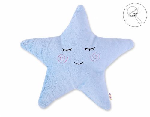 Baby Nellys Baby Nellys Dekorační polštářek s chrastítkem Hvězdička, 40x40cm - modrá