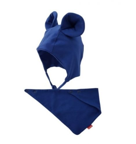 Bexa Bexa Bavlněná dvouvrstvá čepice na zavazování Miki + šátek - granátová 50-56 (0-2m)
