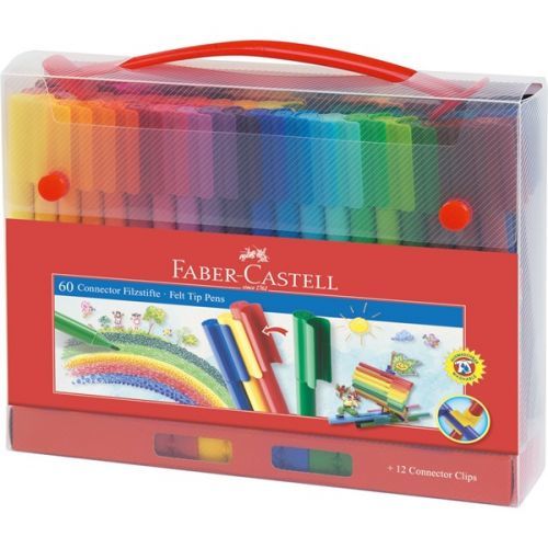 Dětské fixy Faber-Castell Connector taška, 60 barev