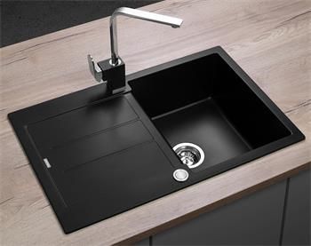 Concept DG10C45bc Dřez granitový s odkapem Cubis ČERNÝ