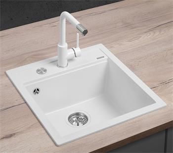 Concept DG00C50wh Dřez granitový bez odkapu Cubis BÍLÝ