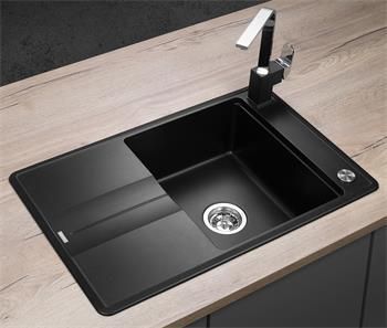 Concept DG10N50bc Dřez granitový s odkapem Nobles ČERNÝ