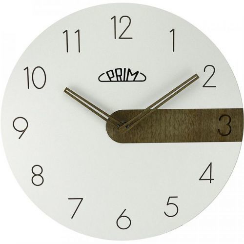 Nástěnné dřevěné hodiny PRIM Clear Timber mají jemný elegatní a tradiční číselník s arabskými číslicemi, které jsou prohloubené do čistě bílého těla. Hodiny jsou vyrobeny z MDF Nástěnné hodiny PRIM Clear Timber