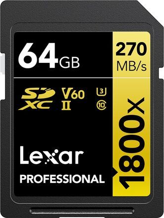 Lexar SDXC 64GB 1800x Professional Class 10 UHS-II U3 (V60) LSD1800064G-BNNNG
