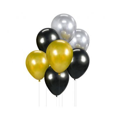 Balónky latexové zlatá, stříbrná, černá 7 ks ALBI