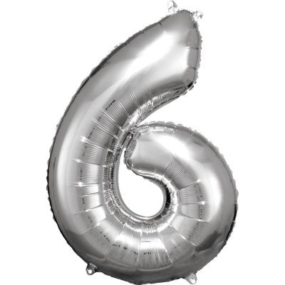 Balónek foliový Číslo 88 cm stříbrná 06 ALBI