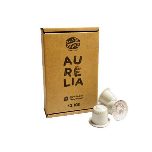 Kapsle Zlaté Zrnko pro kávovary Nespresso® - Aurélia (100% arabica, kapsle z biologicky rozložitelného plastu) 50 ks