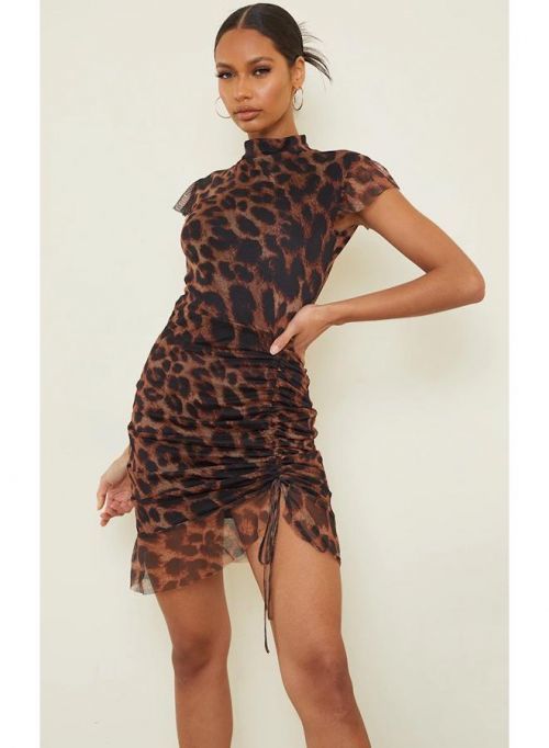 Leopardí šaty s řasením