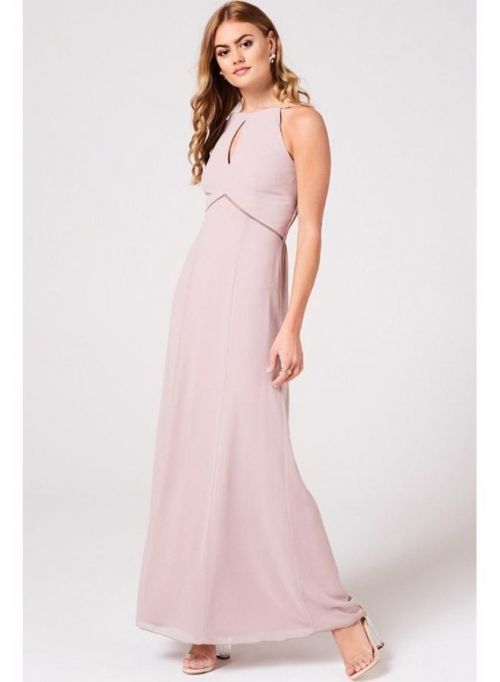 Růžové projmuté maxi šaty