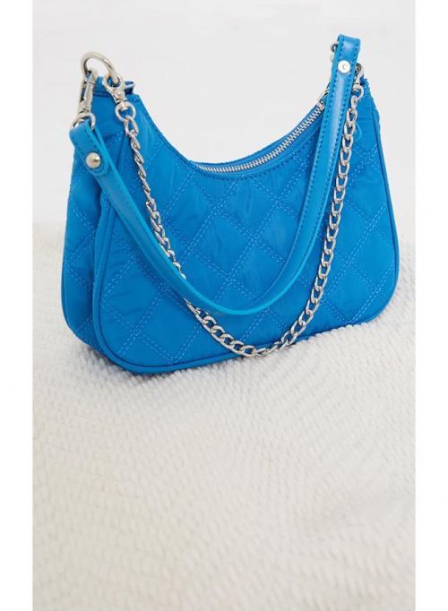 Prošívaná kabelka v modré barvě