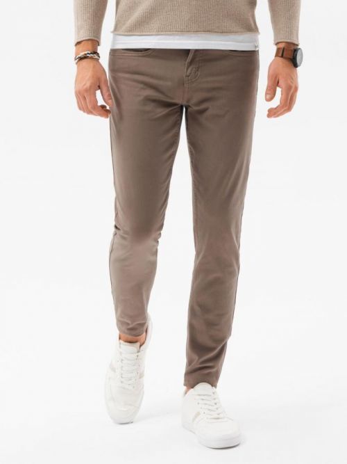 Ombre Clothing Pánské chinos kalhoty Heinz tmavě béžová P1059