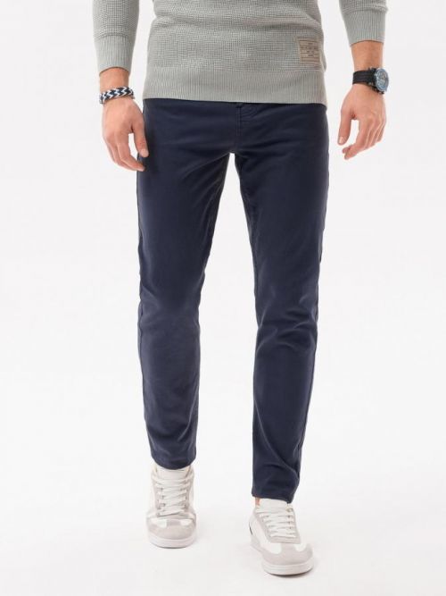 Ombre Clothing Pánské chinos kalhoty Heinz navy P1059