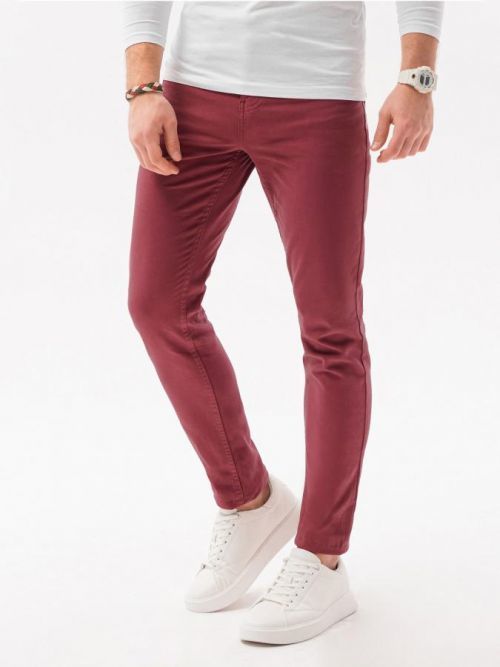 Ombre Clothing Pánské chinos kalhoty Heinz tmavě červená P1059