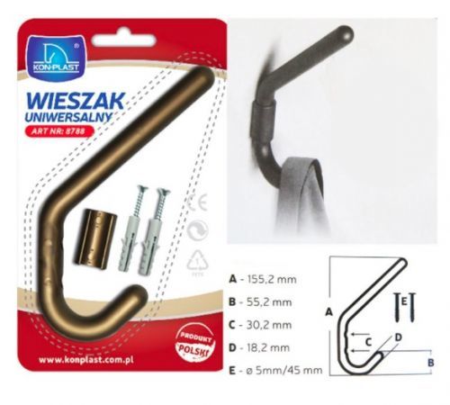 KOZÁČEK Věšák 2 háčky plast  KON, mix barev