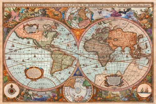 CLOSE UP Plakát, Obraz - Historical Antique World Map, (91.5 x 61 cm)
